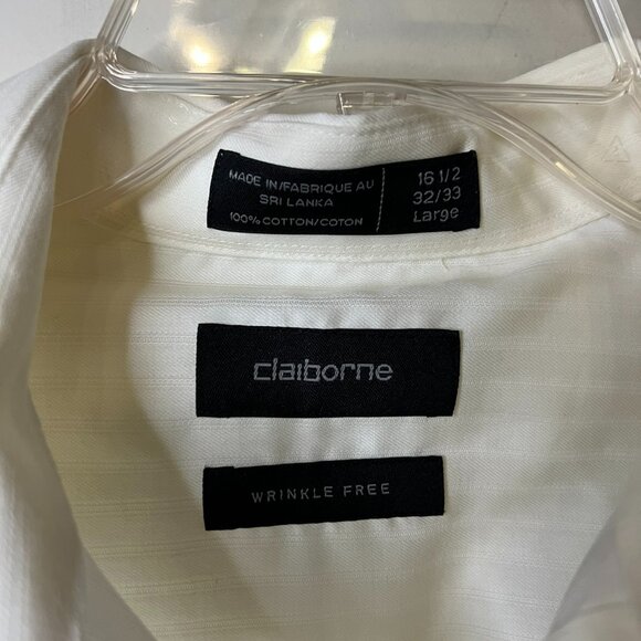 Claiborne long-sleeved button down cotton shirt 16 1/2 32/33 L BONUS cuff links! - Picture 4 of 4